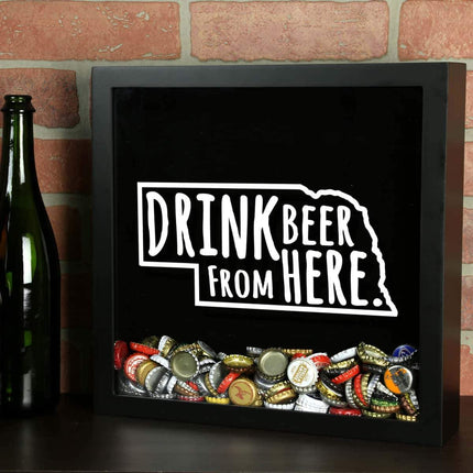 Nebraska Drink Beer From Here Beer Cap Shadow Box