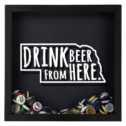 Nebraska Drink Beer From Here Beer Cap Shadow Box