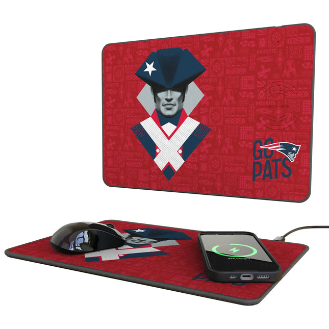 New England Patriots Deco 15-Watt Wireless Charger and Mouse Pad