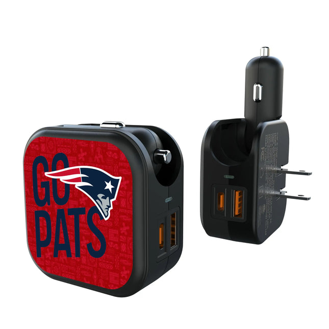 New England Patriots Deco 2 in 1 USB A/C Charger