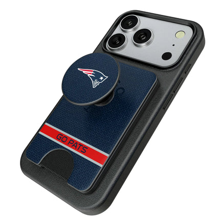 New England Patriots Endzone Solid PopSockets MagSafe-Compatible PopWallet+