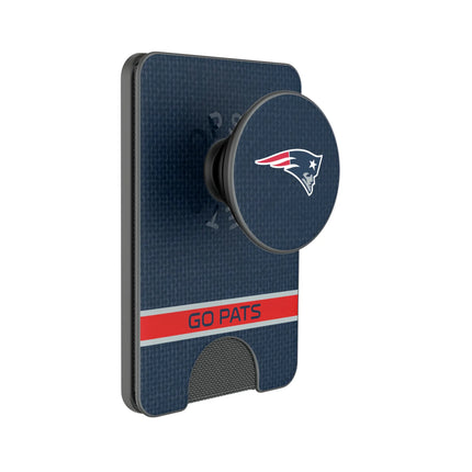 New England Patriots Endzone Solid PopSockets MagSafe-Compatible PopWallet+