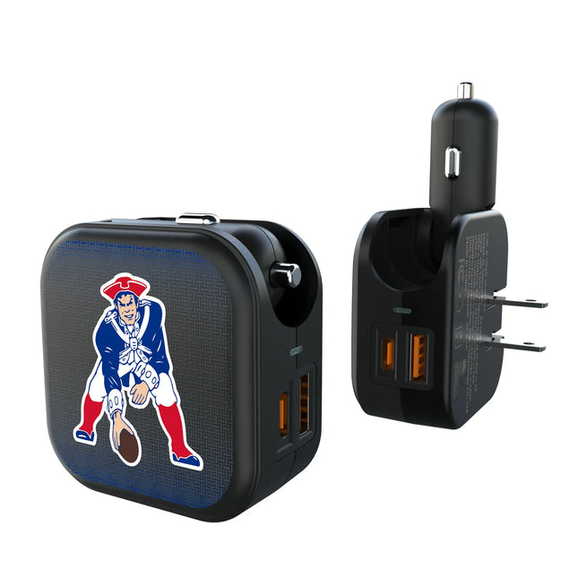 New England Patriots Historic Collection Linen 2 in 1 USB A/C Charger