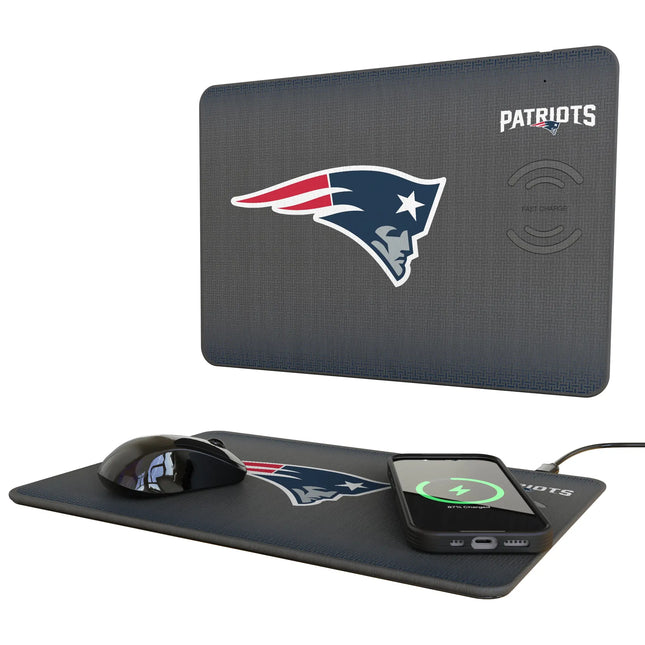 New England Patriots Linen 15-Watt Wireless Charger and Mouse Pad