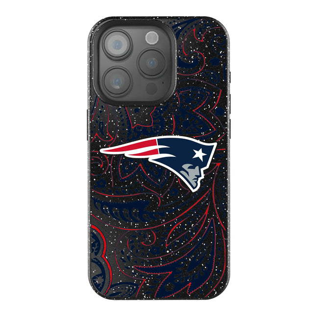 New England Patriots Paisley Black Bling Phone Case for Apple iPhone