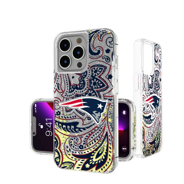 New England Patriots Paisley Glitter Phone Case for Apple iPhone