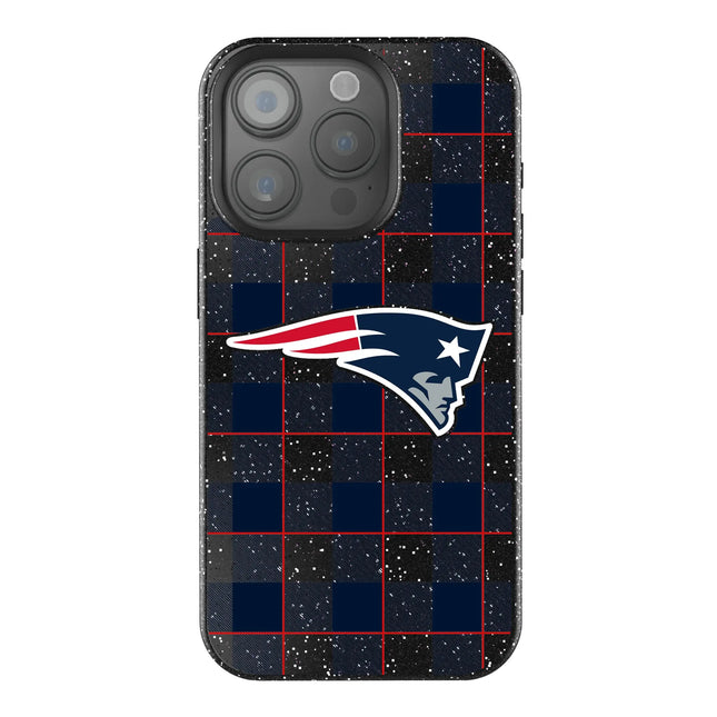 New England Patriots Plaid Black Bling Phone Case for Apple iPhone