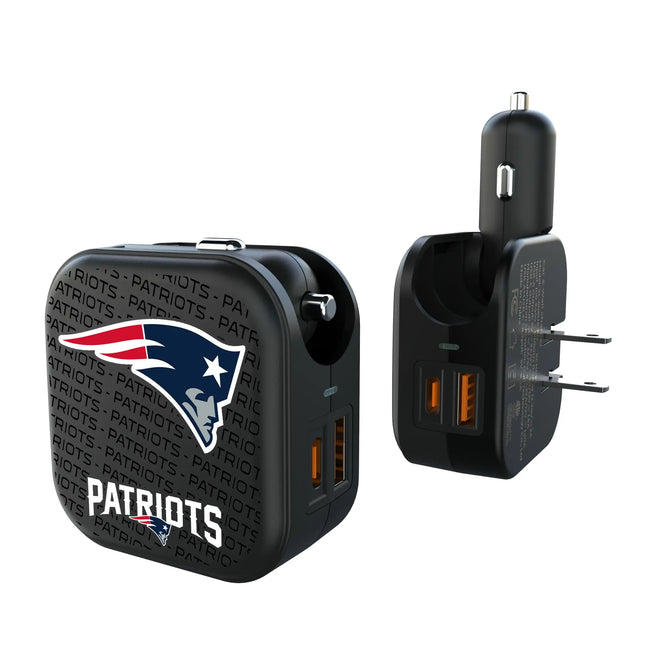 New England Patriots Text Backdrop 2 in 1 USB A/C Charger
