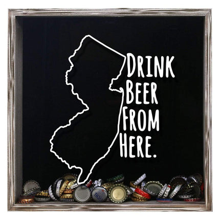 New Jersey Drink Beer From Here Beer Cap Shadow Box