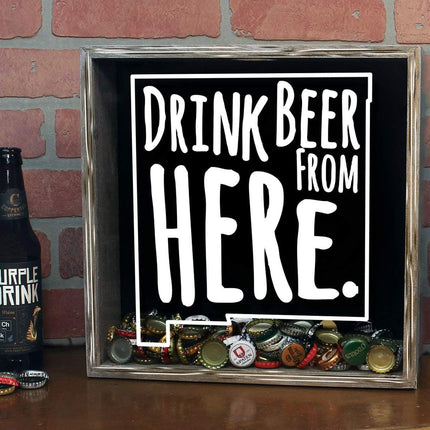 New Mexico Drink Beer From Here Beer Cap Shadow Box
