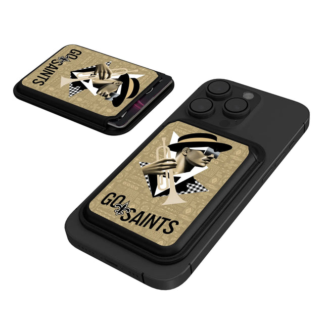 New Orleans Saints Deco Black Magnetic Credit Card Wallet