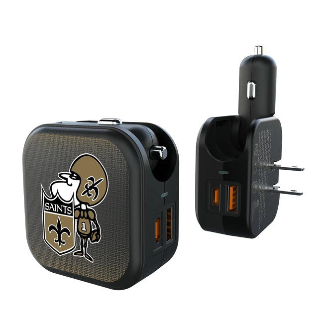 New Orleans Saints Historic Collection Linen 2 in 1 USB A/C Charger