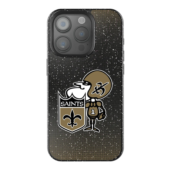 New Orleans Saints Historic Collection Linen Black Bling Phone Case for Apple iPhone