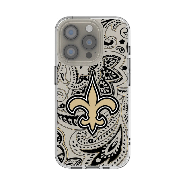 New Orleans Saints Paisley Clear Phone Case for Apple iPhone