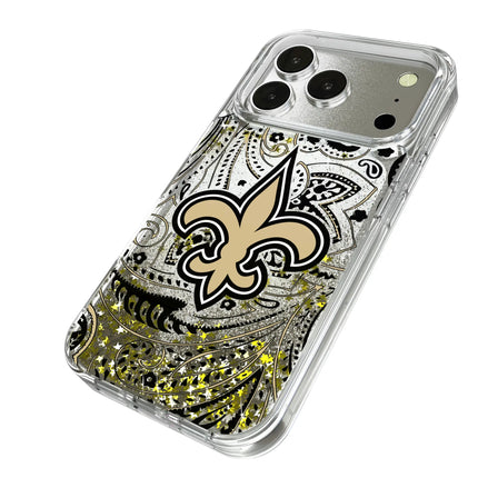New Orleans Saints Paisley Glitter Phone Case for Apple iPhone