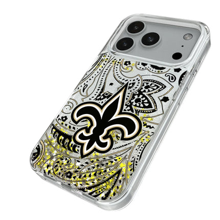 New Orleans Saints Paisley Glitter Phone Case for Apple iPhone