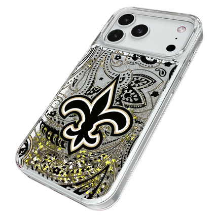 New Orleans Saints Paisley Glitter Phone Case for Apple iPhone