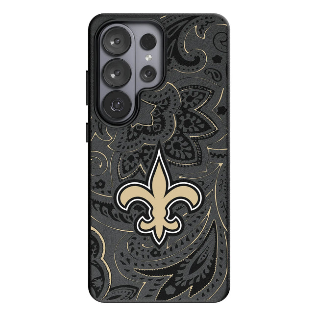 New Orleans Saints Paisley MagSafe Compatible Phone Case for Samsung Galaxy