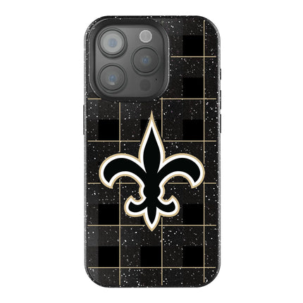 New Orleans Saints Plaid Black Bling Phone Case for Apple iPhone