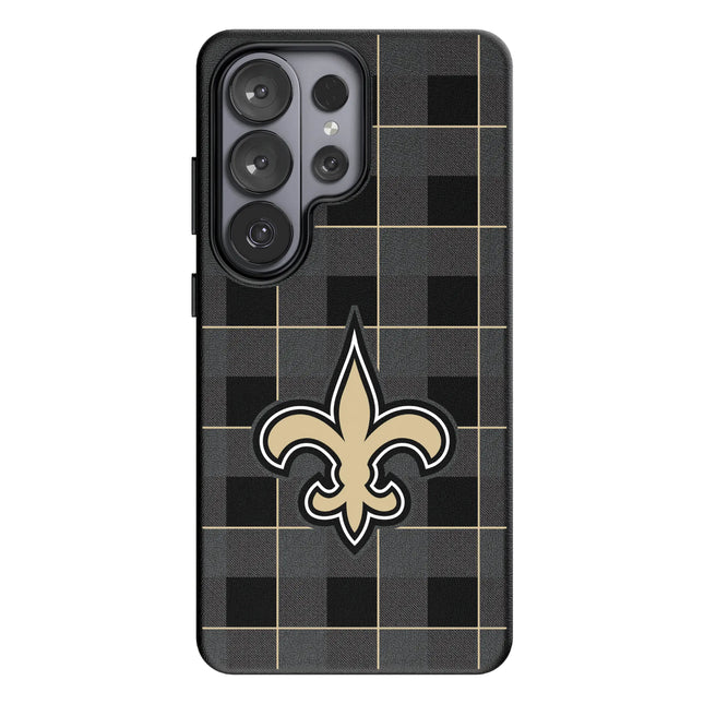 New Orleans Saints Plaid MagSafe Compatible Phone Case for Samsung Galaxy