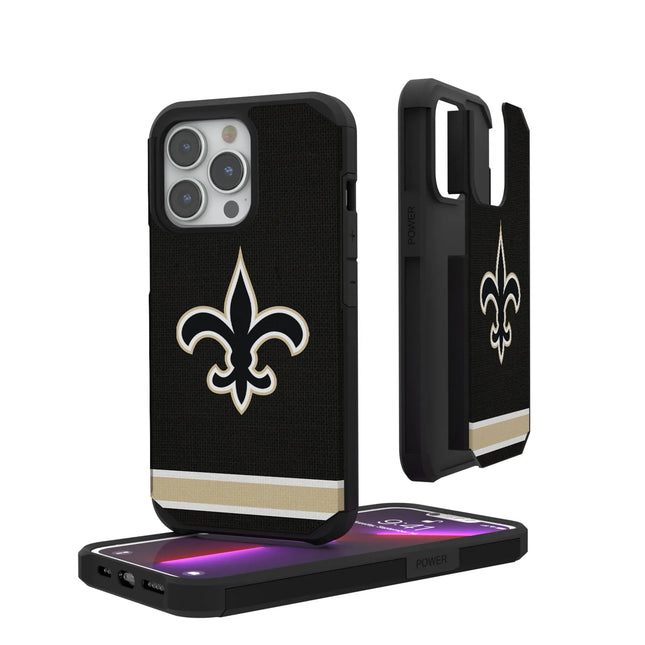 New Orleans Saints Stripe Rugged Phone Case for Apple iPhone
