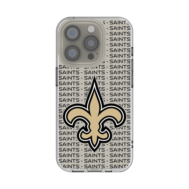 New Orleans Saints Text Backdrop Clear Phone Case for Apple iPhone