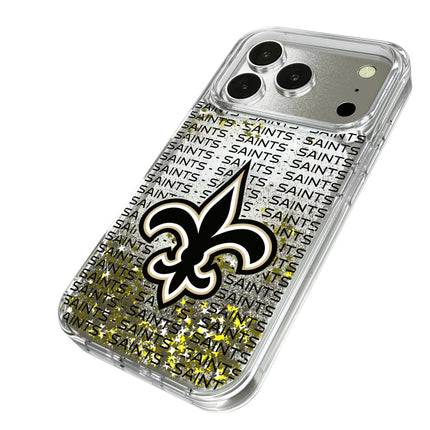 New Orleans Saints Text Backdrop Glitter Phone Case for Apple iPhone