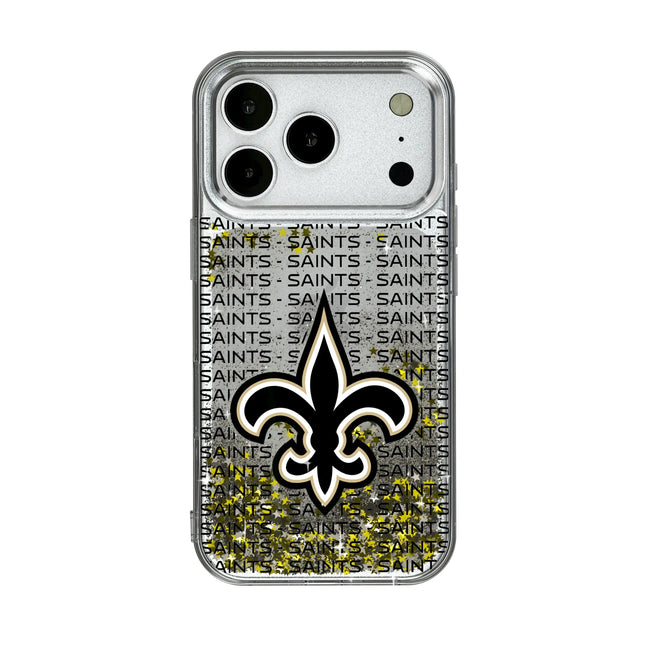 New Orleans Saints Text Backdrop Glitter Phone Case for Apple iPhone