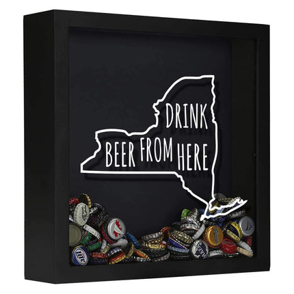 New York Drink Beer From Here Beer Cap Shadow Box