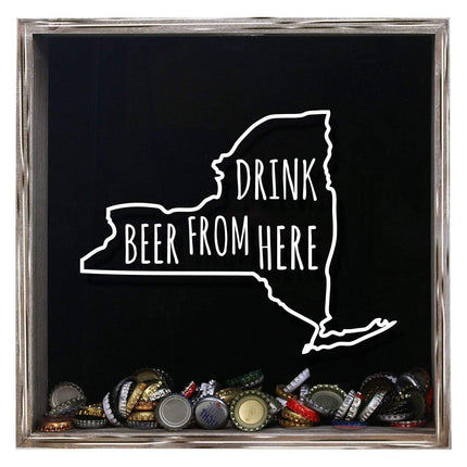 New York Drink Beer From Here Beer Cap Shadow Box