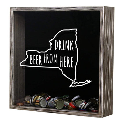 New York Drink Beer From Here Beer Cap Shadow Box