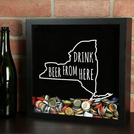 New York Drink Beer From Here Beer Cap Shadow Box