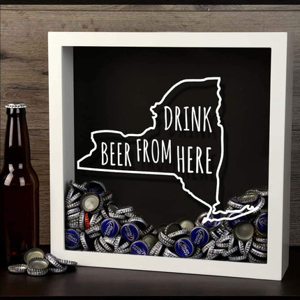 New York Drink Beer From Here Beer Cap Shadow Box