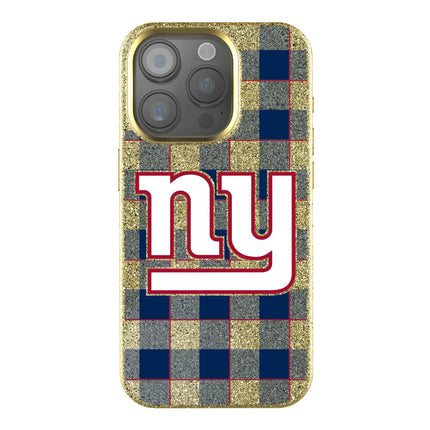 New York Giants Plaid Bling Phone Case for Apple iPhone