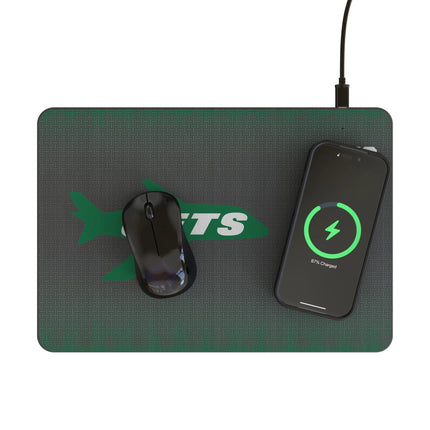 New York Jets 1963 Historic Collection Linen 15-Watt Wireless Charger and Mouse Pad