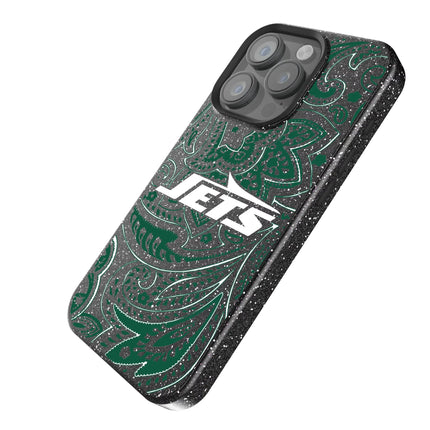 New York Jets Paisley Black Bling Phone Case for Apple iPhone