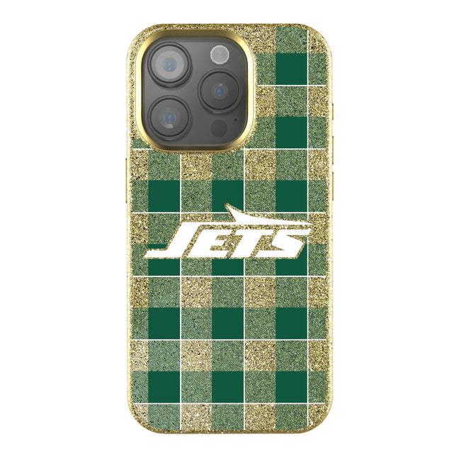 New York Jets Plaid Bling Phone Case for Apple iPhone