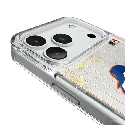 New York Mets 2014 - Cooperstown Collection Pinstripe Glitter Phone Case for Apple iPhone