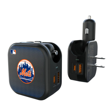 New York Mets Linen 2 in 1 USB A/C Charger