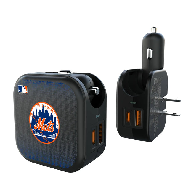 New York Mets Linen 2 in 1 USB A/C Charger