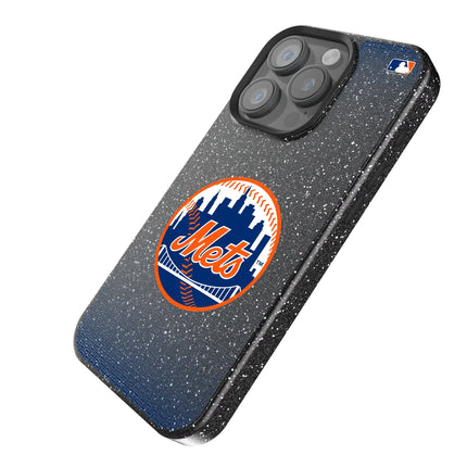 New York Mets Linen Black Bling Phone Case for Apple iPhone