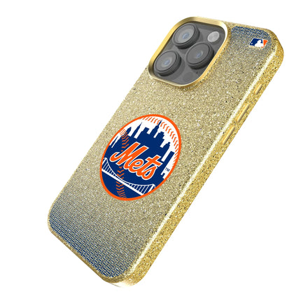 New York Mets Linen Bling Phone Case for Apple iPhone