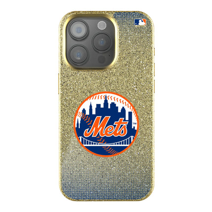 New York Mets Linen Bling Phone Case for Apple iPhone