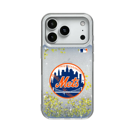New York Mets Linen Glitter Phone Case for Apple iPhone
