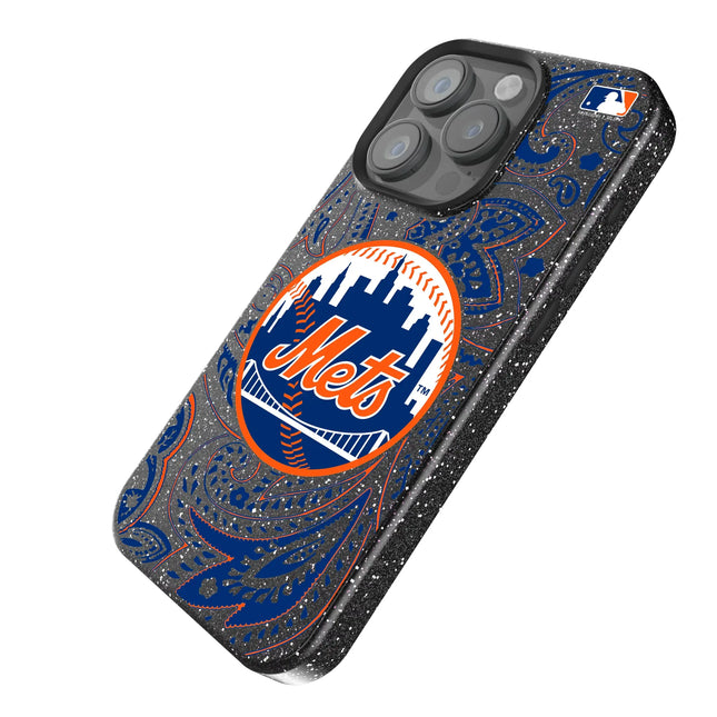 New York Mets Paisley Black Bling Phone Case for Apple iPhone