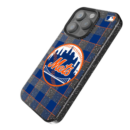 New York Mets Plaid Black Bling Phone Case for Apple iPhone