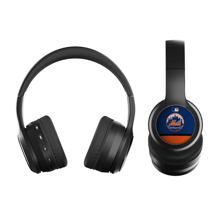 New York Mets Stripe Wireless Over-Ear BT Headphones With Case