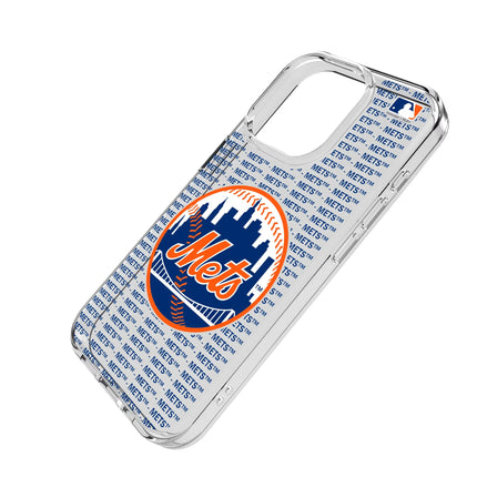 New York Mets Text Backdrop Clear Phone Case for Apple iPhone