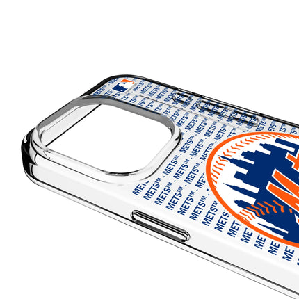 New York Mets Text Backdrop Clear Phone Case for Apple iPhone
