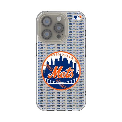 New York Mets Text Backdrop Clear Phone Case for Apple iPhone